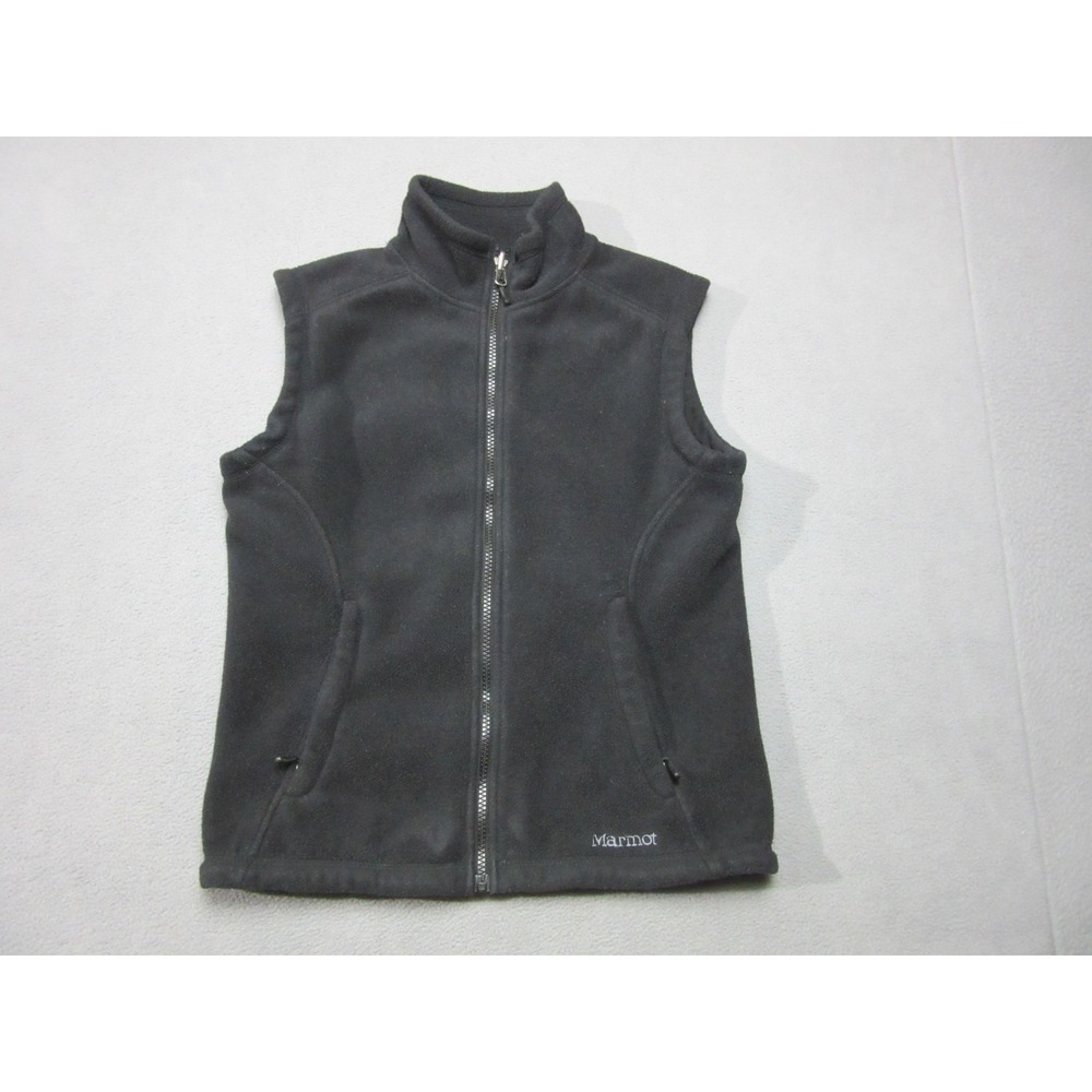 Marmot Vest Women Small Black Fleece Polartec Mock Neck Outdoor Full Zip Hiking